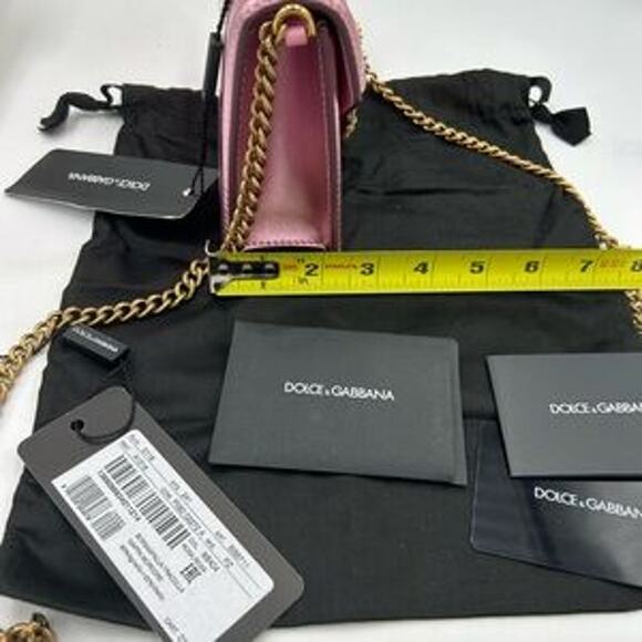 Women's Dolce & Gabanna pink leather top handle bejeweled bag made in Italy - Picture 2 of 16